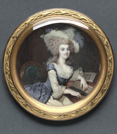 Portret van een vrouw bij een klavecimbel, ca. 1788 door Francois Dumont