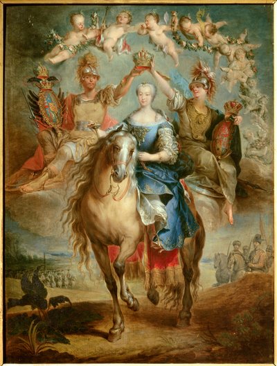 Ruiterportret van Maria Theresia van Oostenrijk door Habsburg Lorraine (1717-1780), koningin van Hongarije door Francois Eisen