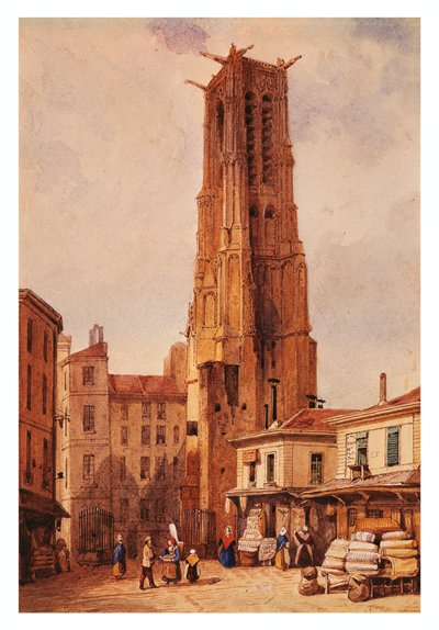 Frankrijk, Parijs, Saint-Jacques Toren door Francois Etienne Villeret