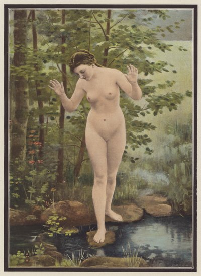 Openbaring, een vrouw en haar reflectie in water door Francois Eugene Brillaud