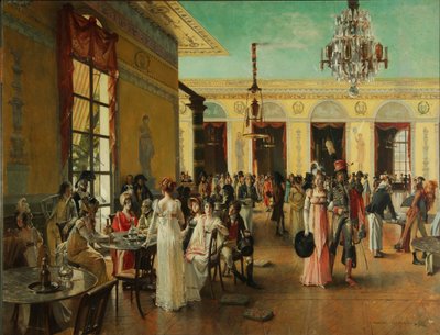 Café Frascati Een scène uit de tijd van Napoleon, 1893 door Francois Flameng