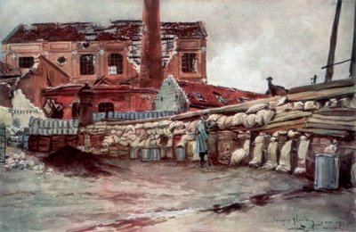 Fabrieksbarricade, Soissons, Frankrijk, 20 mei 1915, 1926 door Francois Flameng