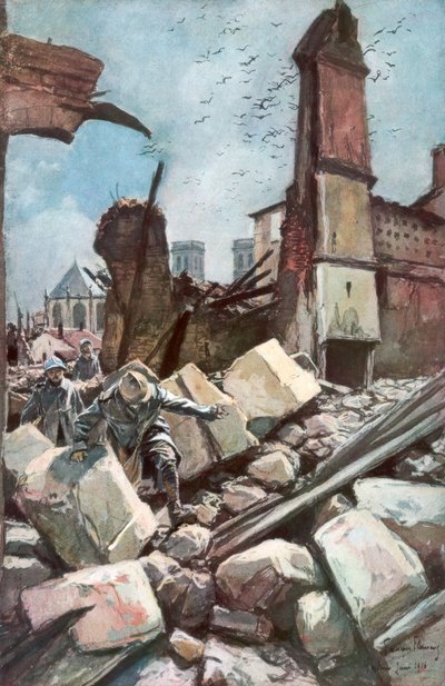Op de oude muren van Verdun, Frankrijk, juni 1916, 1926 door Francois Flameng