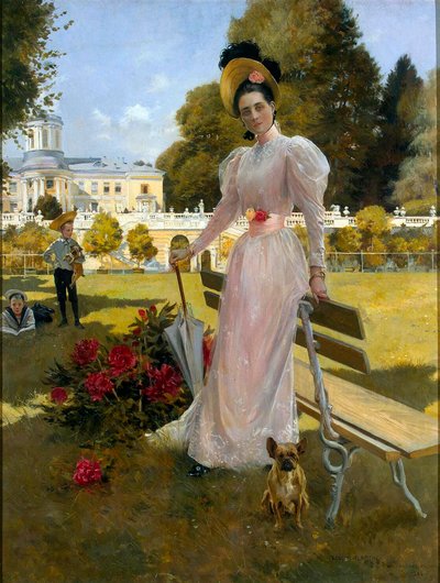 Portret van prinses Zinaida Yusupova met twee zonen in Arkhangelskoye, 1894 door Francois Flameng