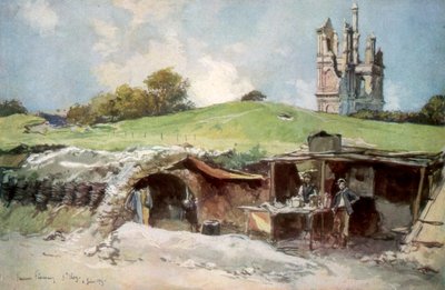 Reddingsstation bij Mont St Eloi, Artois, Frankrijk, 6 juni 1915 door Francois Flameng
