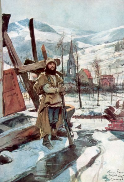 Wacht houden bij Metzeral, Elzas, januari 1916, 1926 door Francois Flameng