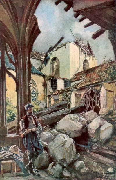 Het Klooster en de Kathedraal van Verdun, Frankrijk, juni 1916, 1926 door Francois Flameng