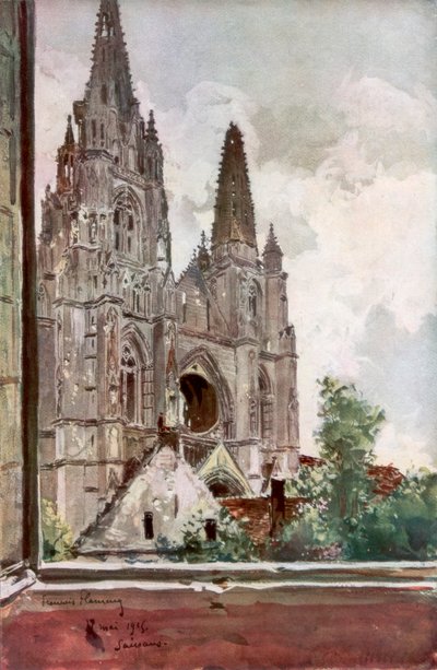 De ruïnes van de abdij Saint Jean des Vignes, Soissons, Frankrijk, 17 mei 1915, 1926 door Francois Flameng