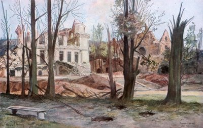 De ruïnes van een huis, Soupir, Eerste Wereldoorlog, april 1917 door Francois Flameng
