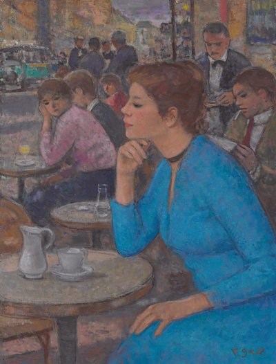 Eugenie in een Blauwe Jurk bij 
