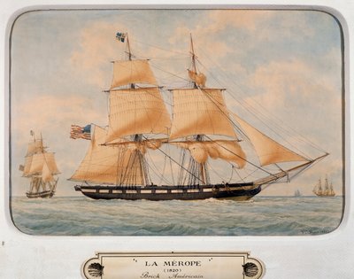 De brik Merope, door Francois Roux, aquarel, Frankrijk door Francois Geoffroy Roux