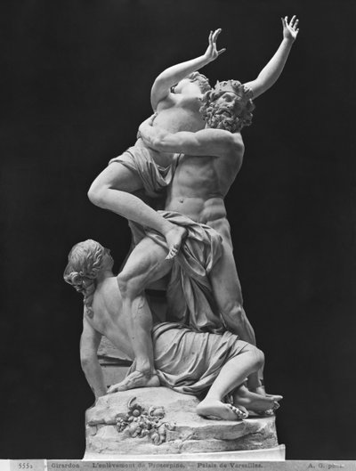 Ontvoering van Proserpina door Pluto terwijl een van haar metgezellen haar tegenhoudt, 1699 (gipsafgietsel van marmer) door Francois Girardon
