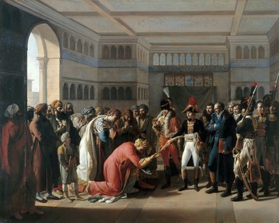 Bonaparte presenteert de sabel aan de militaire commandant van Alexandrië, juli 1798 door Francois Henri Mulard