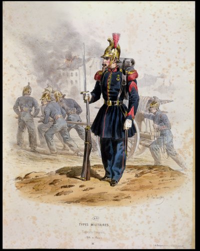 Brandweerlieden van Parijs (Sapeurs-Pompiers), 1860 door Francois Hippolyte Lalaisse