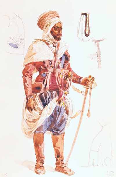 Spahi met zijn zwaard, c.1854 door Francois Hippolyte Lalaisse