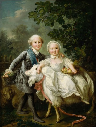 Charles de Bourbon, graaf van Artois met zijn zus Clotilde, 1763 door Francois Hubert Drouais