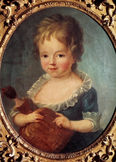 Meisje met pop door Francois Hubert Drouais