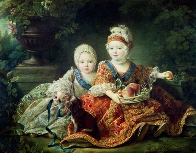 Lodewijk van Frankrijk (1754-93) hertog van Berry en Lodewijk van Frankrijk (1755-1824) graaf van Provence, toekomstige koningen Lodewijk XVI en Lodewijk XVIII van Frankrijk, 1757 door Francois Hubert Drouais