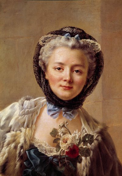 Portret van Madame Drouais, geboren Anne Françoise Doré (1732-1815), vrouw van de schilder. Schilderij door François Hubert Drouais (1727-1775) door Francois Hubert Drouais