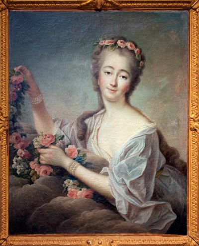 Portret van Madame du Barry als Flora (Jeanne Becu, gravin van Barry) door Francois Hubert Drouais