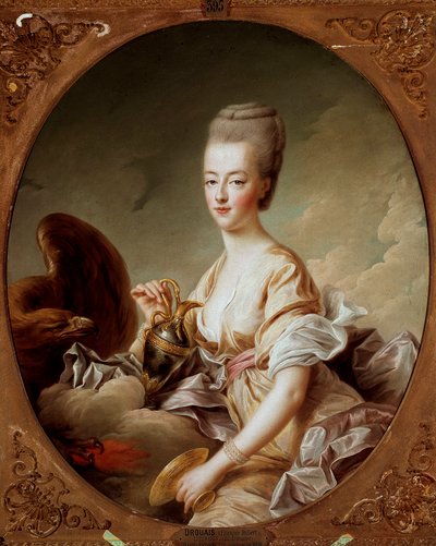 Portret van Marie Antoinette als Hebe (detail) door Francois Hubert Drouais