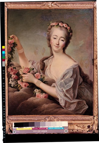 Portret van de gravin du Barry (1743-93) als Flora door Francois Hubert Drouais