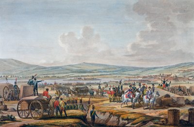 Napoleon bezoekt de belegeringswerken bij Danzig geleid door maarschalk Lefebvre, 9 mei 1807 door Francois Jacques Dequevauviller