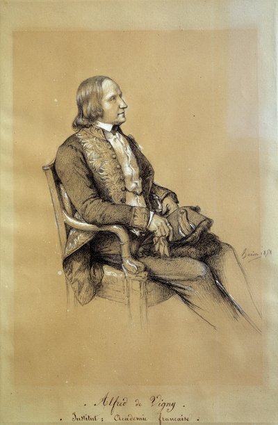 Portret van Alfred de Vigny (1797 - 1863), Franse schrijver, toneelschrijver en dichter door François Joseph Heim