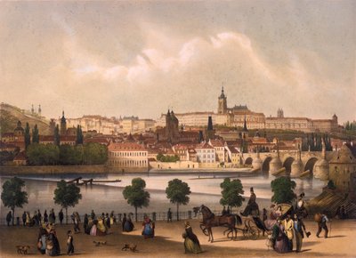 Uitzicht op de Kleine Wijk en de Praagse Burcht Hradcany, ca. 1845 door Francois Joseph Sandmann
