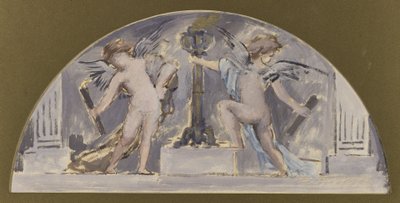 Schets voor de eetkamer van het Hôtel de Ville de Paris, Twee Geliefden die een Fakkel Aansteken door Francois Lafon