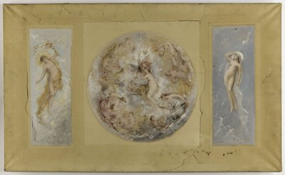 Schets voor het stadhuis van Pantin: Amour et Psyché - Le jour et la nuit, 1886 door Francois Lafon