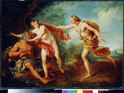 Apollo en Daphne met haar vader de riviergod Peneus. door François Lemoyne