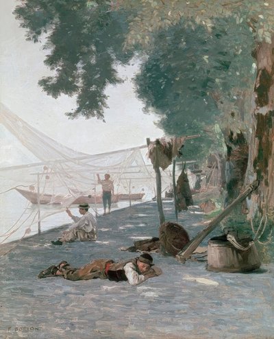 Netten en vissers door Francois Louis David Bocion