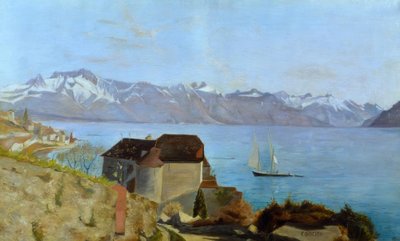 Het Kasteel van Glérolles en het Meer van Genève door Francois Louis David Bocion