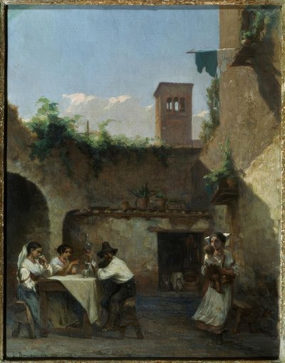 Rome, de taverne door Francois Louis David Bocion