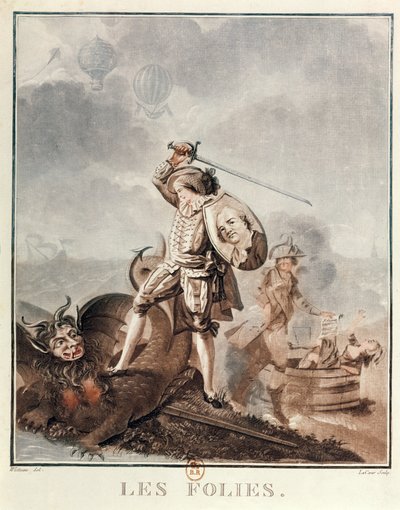 Figaro in gevecht met een harpij, c.1786 door Francois Louis Joseph Watteau