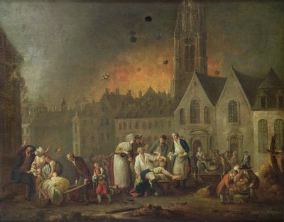De Grote Markt in Lille tijdens het Beleg van 1792, 1794 door Francois Louis Joseph Watteau