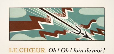 Grafische illustratie uit Prométhée Enchaîné door Aeschylus, pub. 1941 (pochoir print) door Francois Louis Schmied