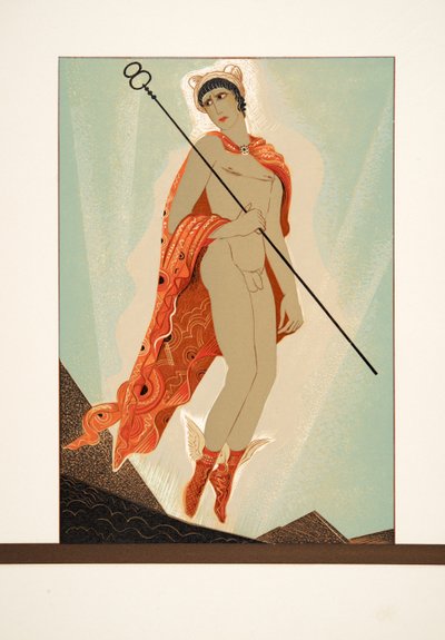 Hermes, uit Prométhée Enchaîné door Aeschylus, pub. 1941 (pochoir print) door Francois Louis Schmied