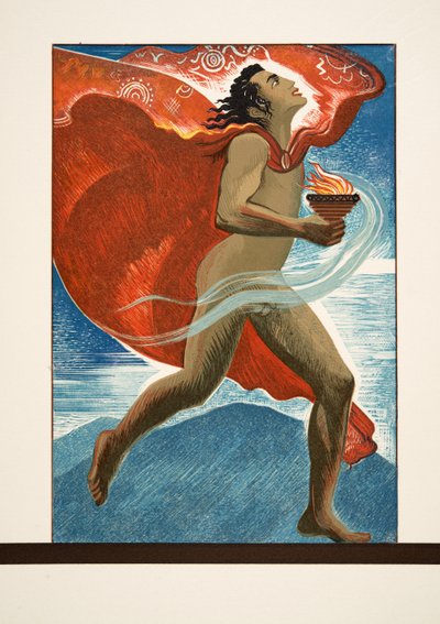 Prometheus rent met Vuur, uit Prométhée Enchaîné van Aeschylus, uitgegeven 1941 door Francois Louis Schmied