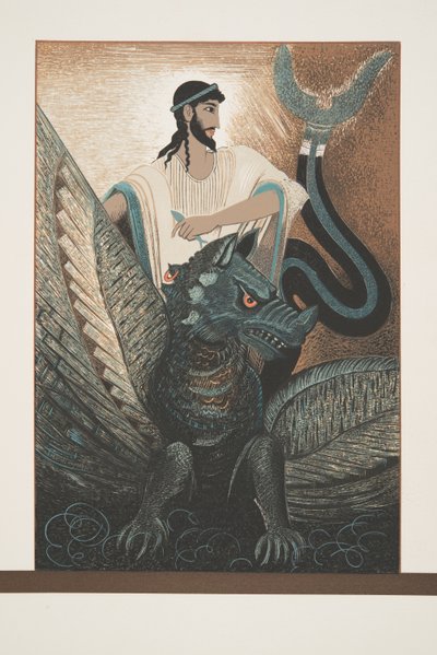 Ulysses en Draak uit Prométhée Enchaîné van Aeschylus, uitgegeven 1941 door Francois Louis Schmied