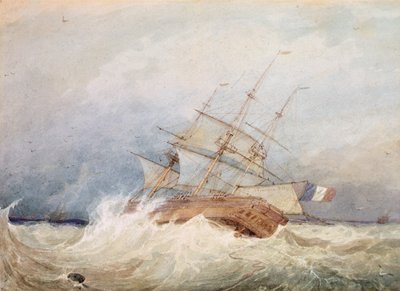 Een Franse Fregat in Stormachtig Weer door Francois Louis Thomas Francia
