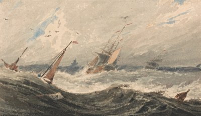 Boten op een stormachtige zee door Francois Louis Thomas Francia