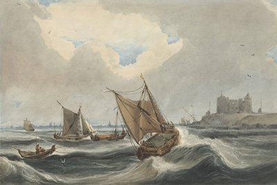Schepen voor de haven van Vlissingen door Francois Louis Thomas Francia