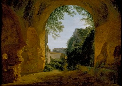 Uitzicht op een tuin, gezien vanuit een Romeinse gewelf door Francois Marius Granet