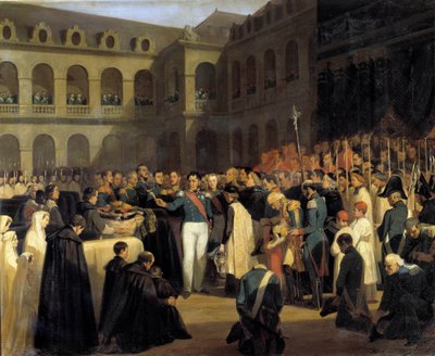 Begrafenis voor de slachtoffers van de Fieschi-aanslag op 5/08/1835 in aanwezigheid van koning Louis-Philippe door Francois Marius Granet