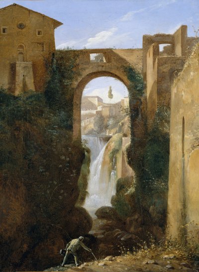 Ponte San Rocco en watervallen, Tivoli door Francois Marius Granet