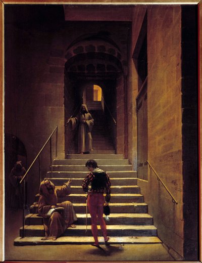Uitzicht op het interieur van een klooster in Rome Schilderij door Francois Marius Granet (1775-1849) 19e eeuw Zon. 0,65x0,49 m Pau, Museum voor Schone Kunsten door Francois Marius Granet