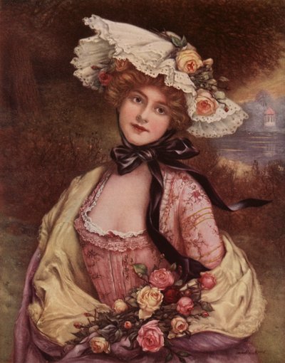 Haar lippen met alle rozenkleur (kleur litho) door Francois Martin Kavel