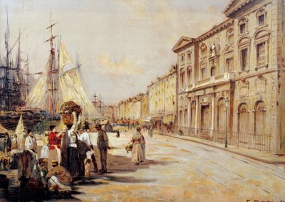 Uitzicht op de quai Saint Jean in Marseille door Francois Maury